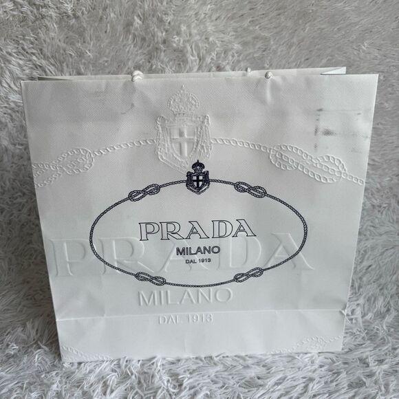 Prada Large White and Navy Blue Imbossed Luxury Shopping Tote - Picture 4 of 5